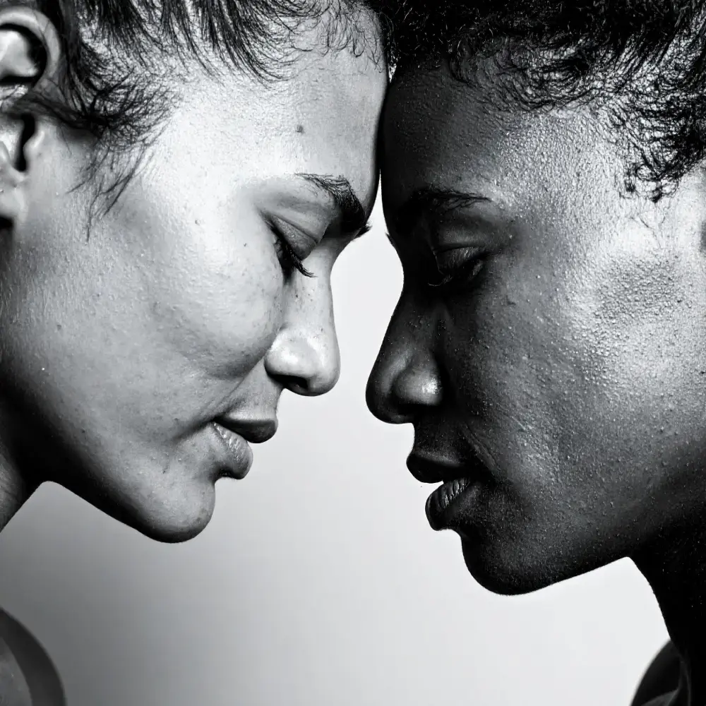closeup of two faces