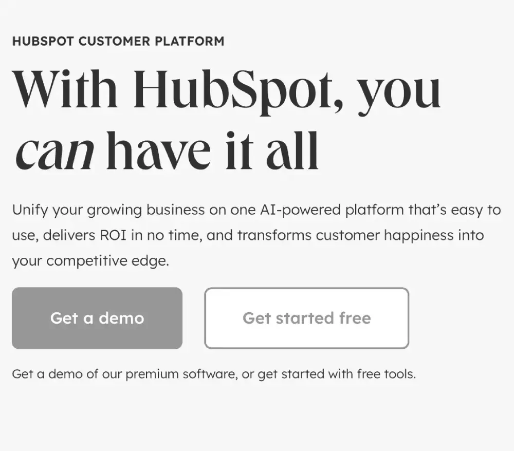 Hubspot hero section